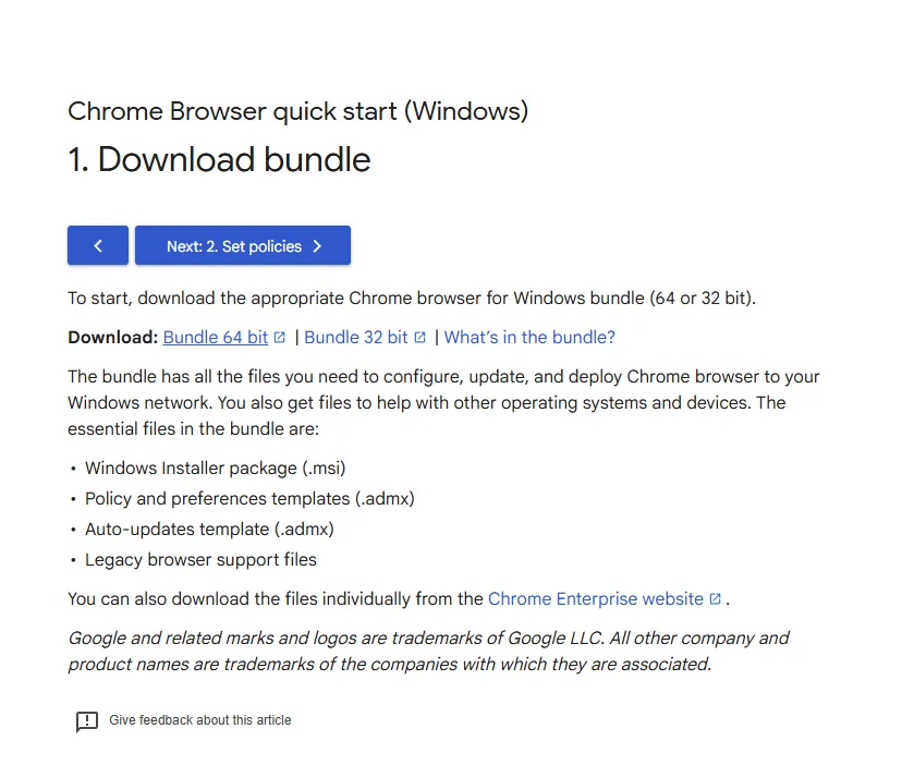Download chrome GPO bundle