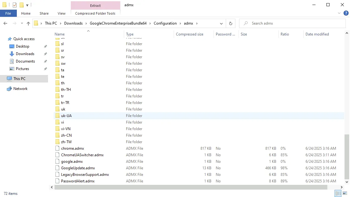 Install adm template for Chrome